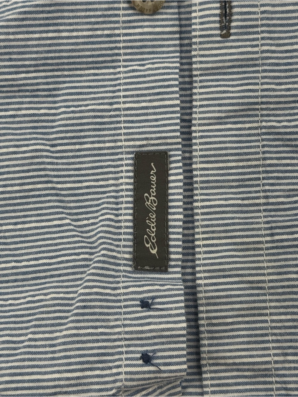 Eddie Bauer Classic Fit Short-Sleeve Button-Up Shirt - Light Blue Striped Size L - Picture 3 of 8